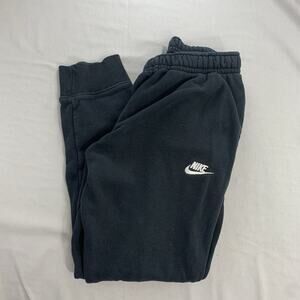 Nike Jogger Pants Men’s Black Medium Swoosh Logo Fleece Streetwear